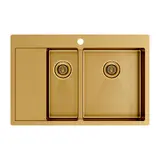 Кухонная мойка Paulmark Kroner 78/2SF R (780*510) Брашированное золото BG